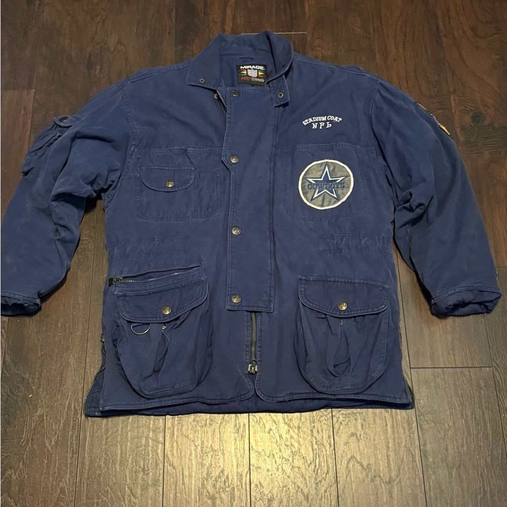 RARE Vintage NFL Mens Sz L Member Club Stadium Parka Jacket Coat Dallas Cowboys